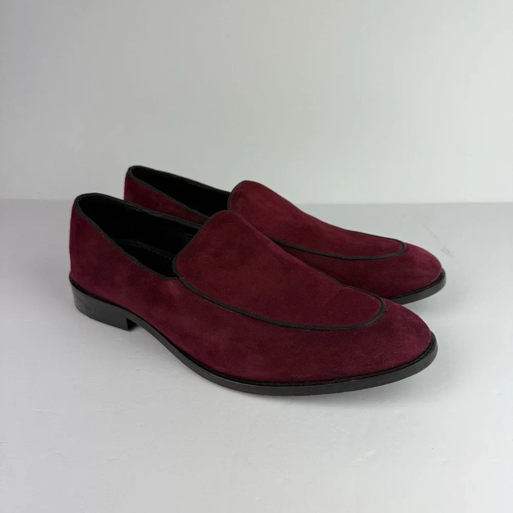 Anthony Veer Loafer‎ Burgundy Suede Velvet Men's S 11 Festive Formal Dress Shoes